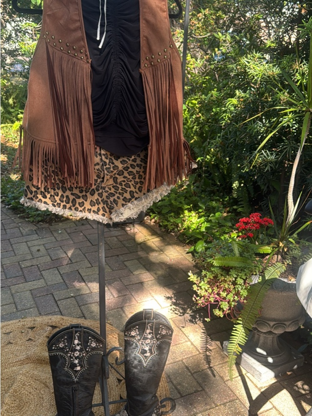 Brown Fringe Suede Vest with Studs